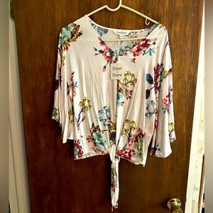 Tie front floral blouse